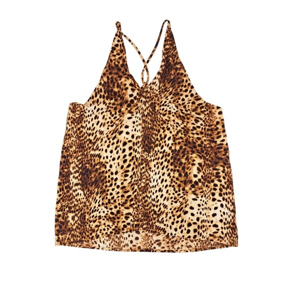 Worthington Tops - Worthington Women Cheetah Print Strappy Tank Top Size Small Brown Crisscross